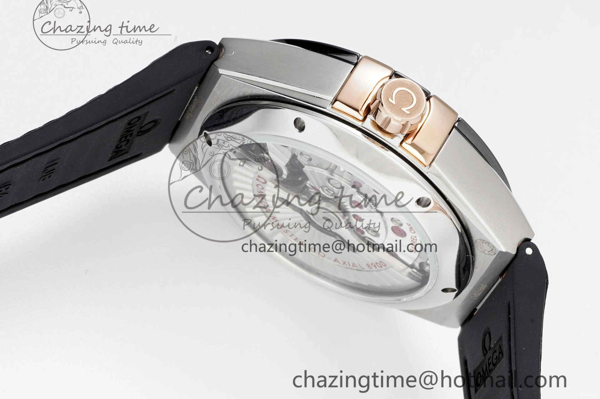 0211 Constellation Black Ceramic SS RG 8F 1:1 Best Edition White Textured Dial on Black Gummy Strap A Sustainable 7804